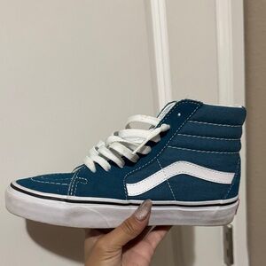 Vans Teal and White High-Top Sneakers